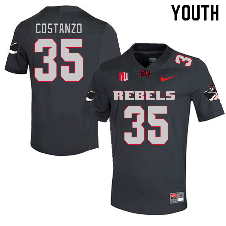 Youth #35 Anthony Costanzo UNLV Rebels 2023 College Football Jerseys Stitched-Charcoal - Click Image to Close